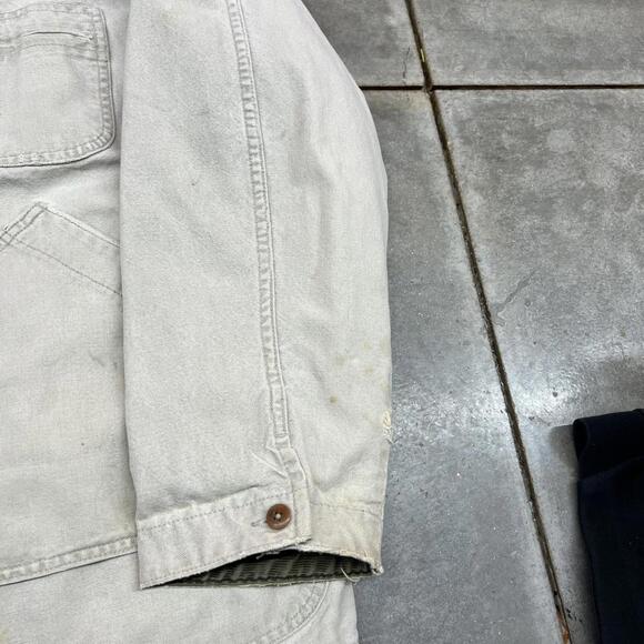 vintage l.l. bean beige button down barn chore coat size large - Picture 2 of 8